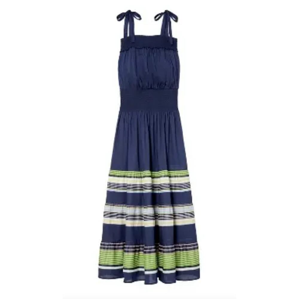 Tory Burch Smocked Sundress in Field Day Stripe Size Small NWT